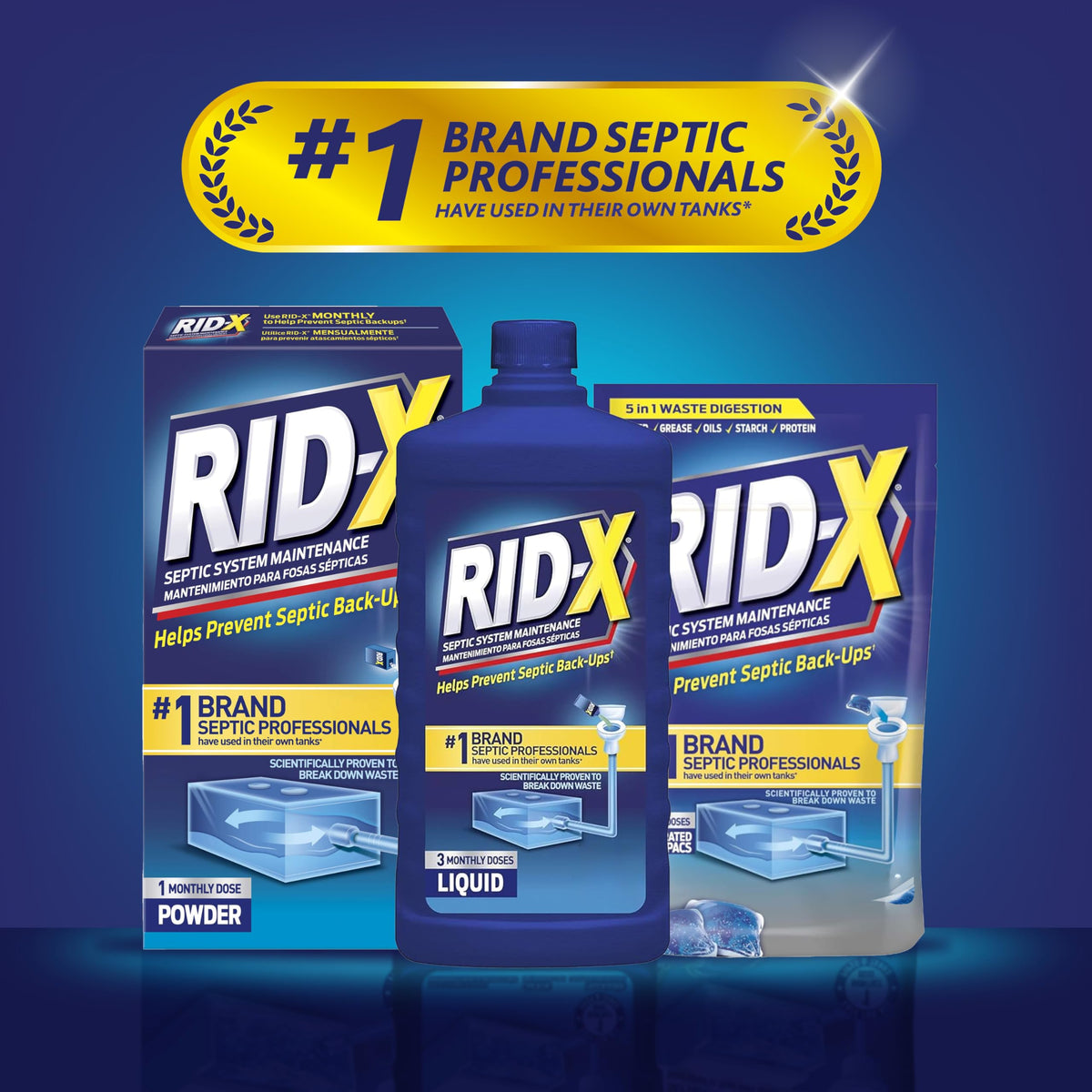 RID-X Septic Tank Treatment Pods – 6 Month Supply, Dual Action Enzymes and Bacteria to Break Down Waste & Prevent Backups