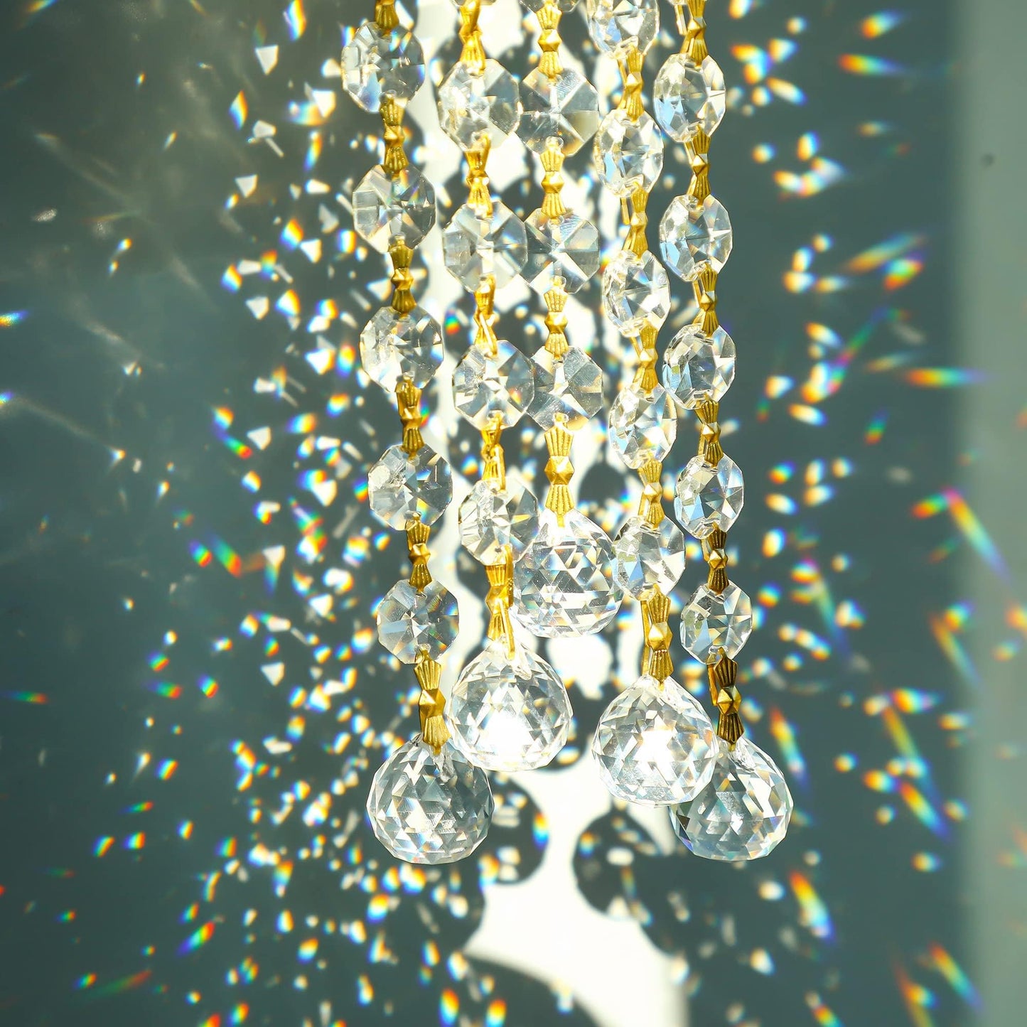 10pcs Crystal Garland Strands Hanging Glass Chandelier Beads Chains Glass 20mm Balls Prisms with Beads Pendants Crystal Chandelier Parts Replacements Christmas Party Garden Decoration