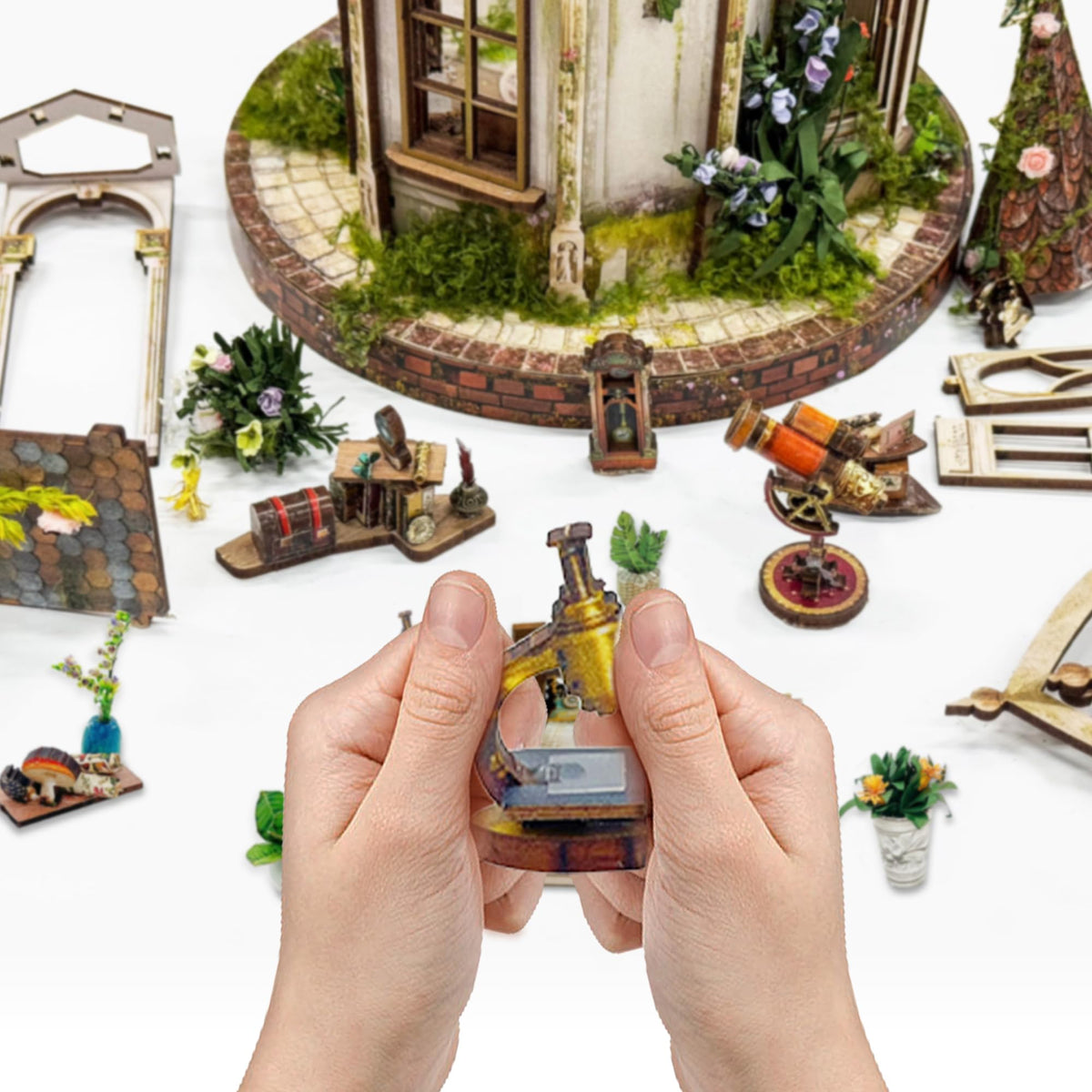 JOINCON DIY Miniature House Kit,Tiny House Castle Shape Flower Room DIY Dollhouse Miniature Kit for Adults Teen 3D Wooden Craft Mini Model Kit, Gifts Home Decor- Dreamland Floral Studio (SQ-66)