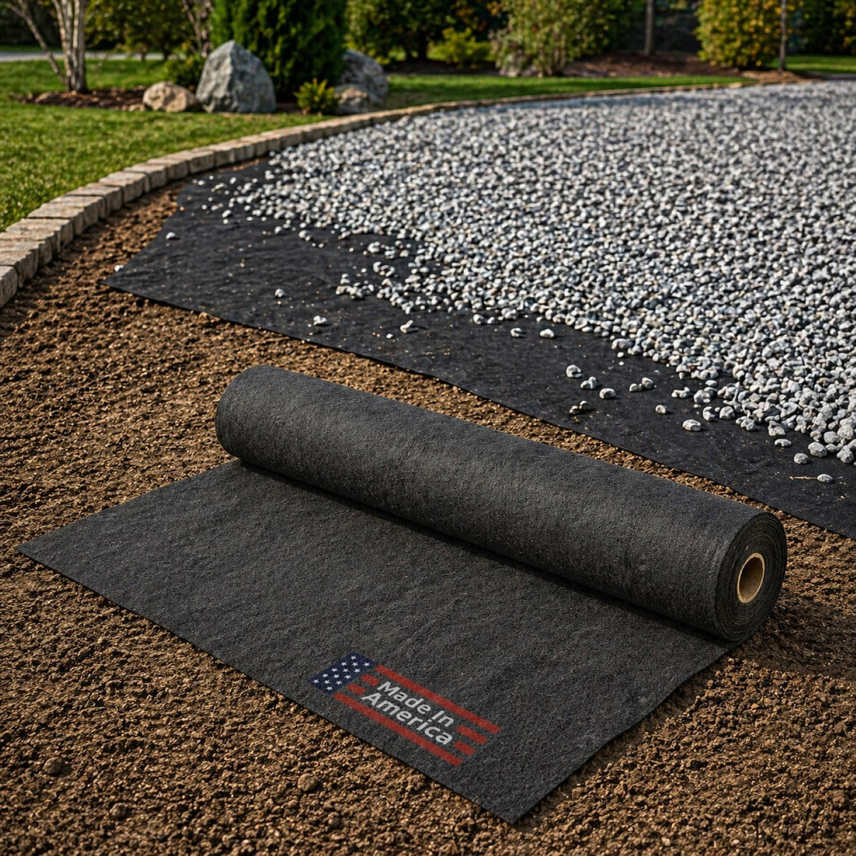 Soil Separation Fabric | Non-Woven Geotextile Filter Fabric (8 oz) – Drainage & Filter Barrier Fabric for French Drains & Trenches | USA Made - Sandbaggy (3 ft x 100 ft Roll)
