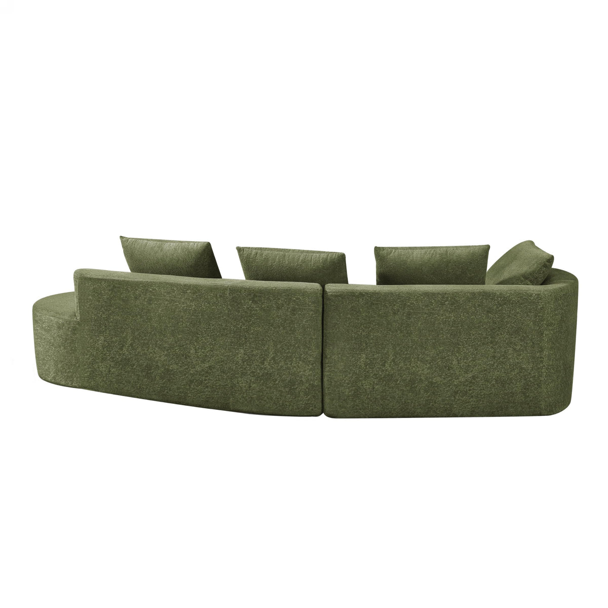 Merax 116" Curved Polyester Sectional Sofa, Modern Pearl Upholstery 3 Seat Cloud Couch with Chaise Lounge & 4 Pillows for Living Room, Green