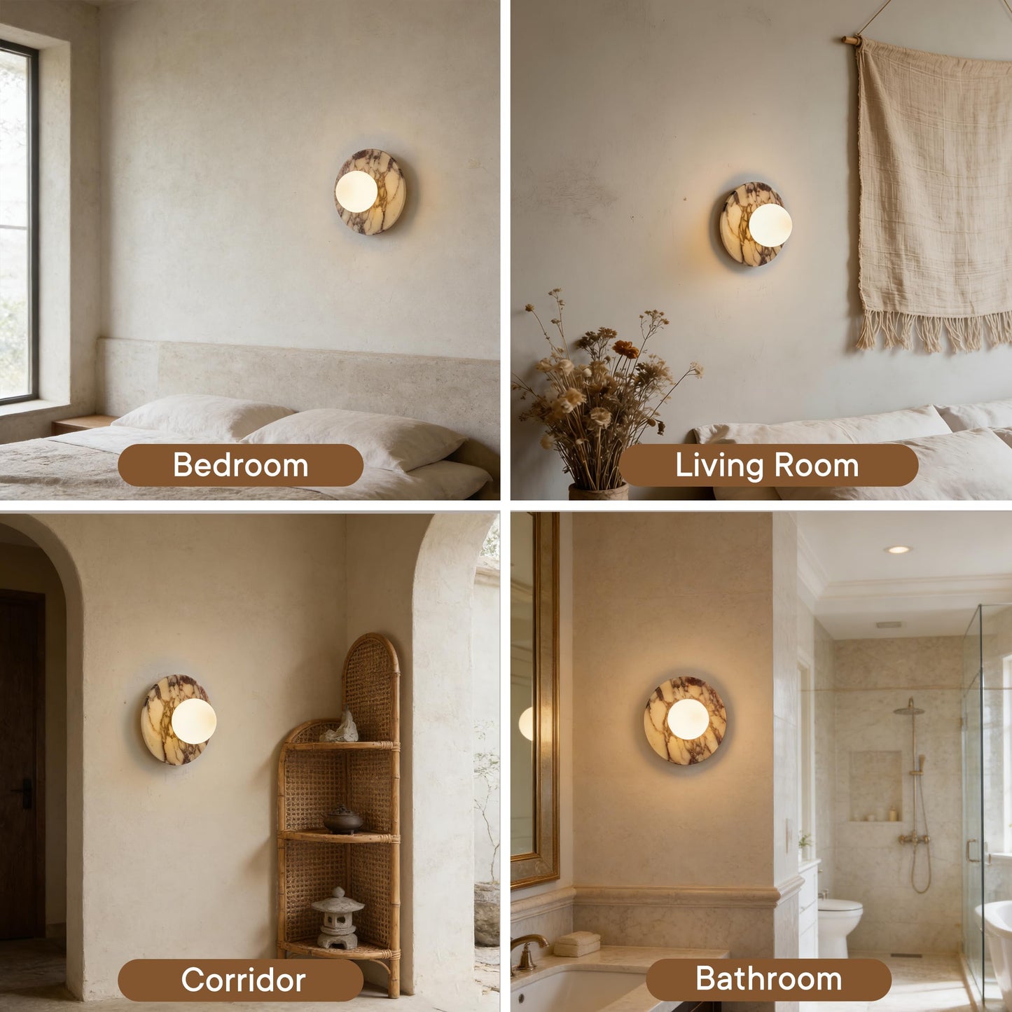 DLITISH 7.9 inch Natural Marble Wall Sconce, 1-Light Modern Alabaster Wall Lamp with Glass Lampshade, G9 Base Hardwired Stone Sconce Light for Bedroom, Living Room, Corridor, Bathroom, Entryway