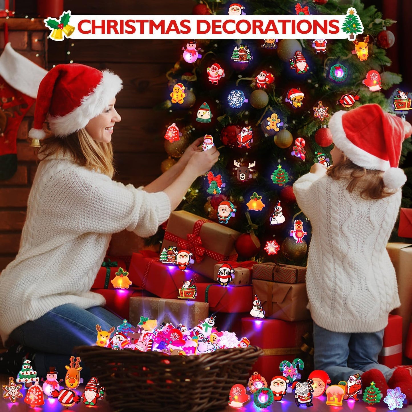 Coluans Christmas Stocking Stuffers for Kid 25Pcs Toys Christmas Party Favors for Kid LED Light Up Rings Flash Glow in The Dark Goodie Bag Stuffers Non Candy Gift Bag Fillers