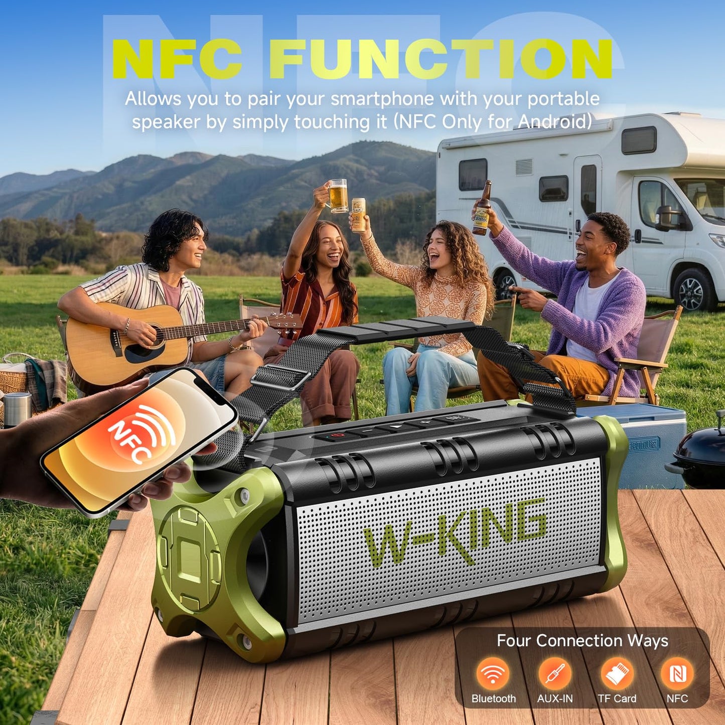 Portable Speakers Bluetooth Wireless, 90W Max Loud Outdoor Speaker with 50W Deep Bass, Boombox Sound, IPX6 Waterproof, 40H, EQ, Dual Pairing, Subwoofer *2, TF, Large Speaker for Beach/Garage/Jobsite