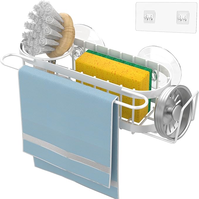 Cisily Kitchen Sink Caddy Sponge Holder in The Sink, Stainless Steel Kitchen