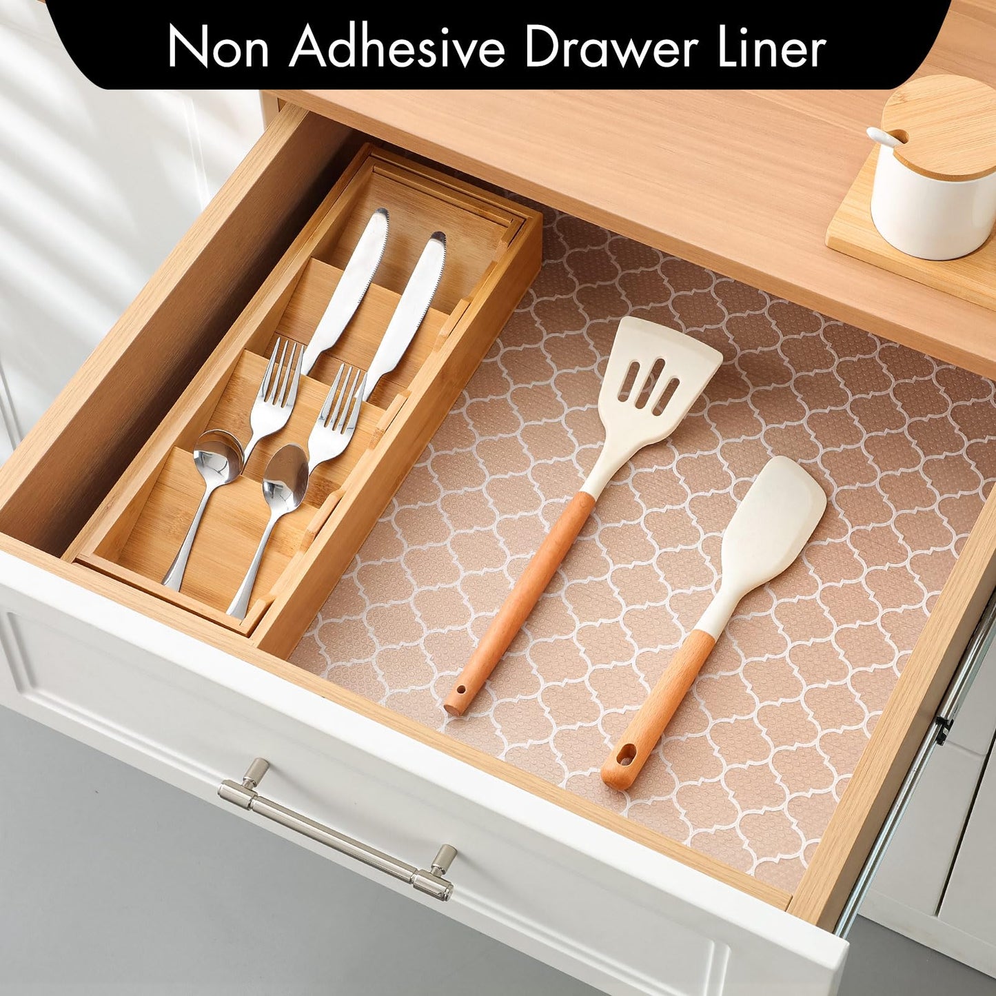 Cooyes Shelf Liner for Kitchen Cabinets – Non-Adhesive Waterproof Drawer Liner – Durable EVA Material Easy-to-Cut Shelf Paper for Refrigerator, Cupboard, Dresser with Modern Pattern (17.7"W x 78.7"L)