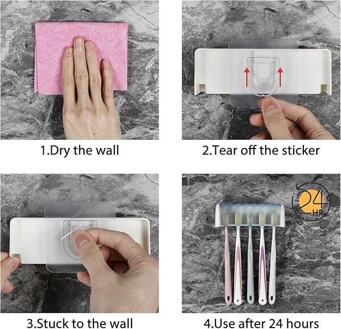 5 Slots Wall Mount Toothbrush Holder