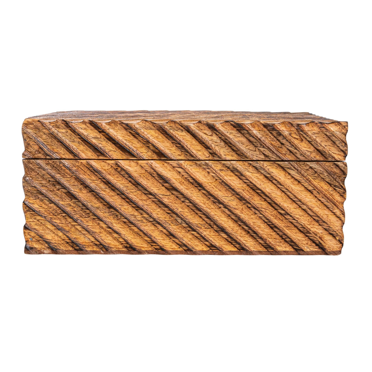 Creative Co-Op Hand-Carved Mango Wood Nesting Boxes with Burnt Finish, Grey, Set of 2