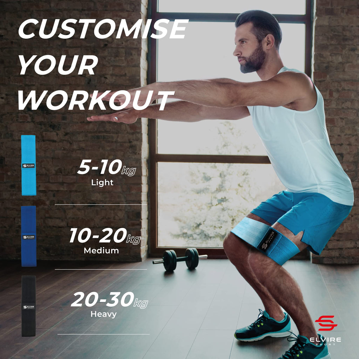 Elvire Fabric Resistance Bands for Working Out, Exercise Set of 3, Booty Band for Women, Workout Loops for Legs, Glutes, Squats