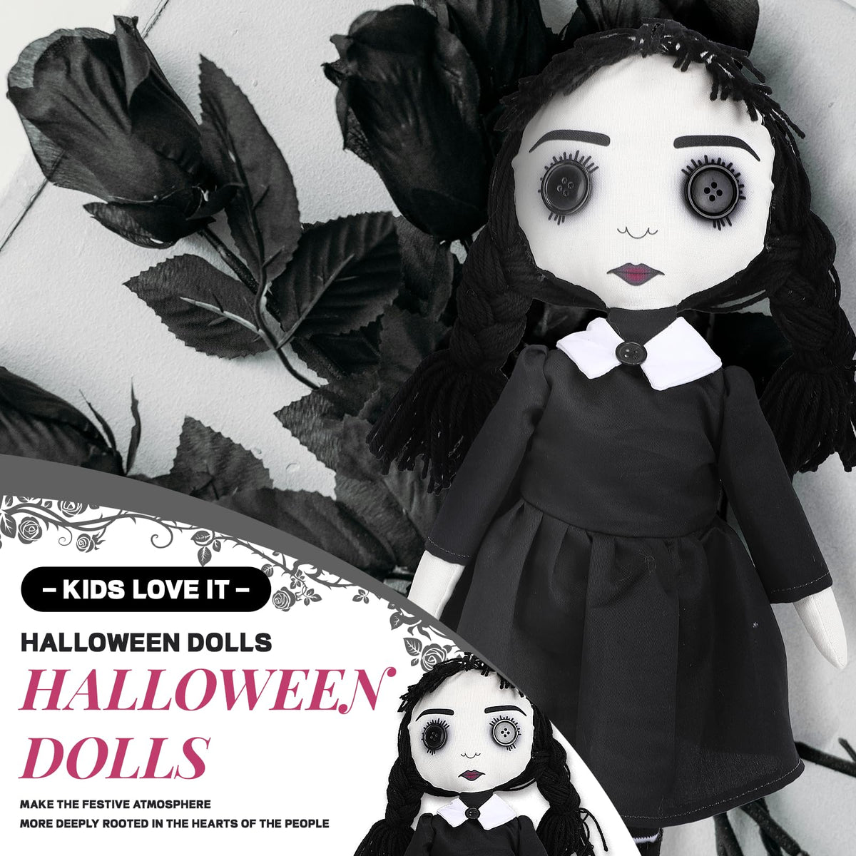 Varuotu 21" Gothic Haunted Doll Scary Living Dead Dolls Creepy Revenge Voodoo Doll Halloween Decoration Toy Gag Gifts