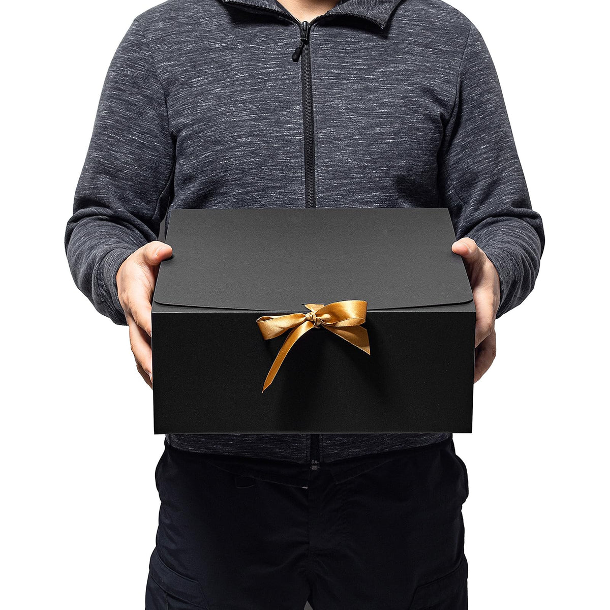 Mcfleet Black Gift Boxes with Lids 12x12x5 Inches 10 Pack Groomsmen Proposal Boxes Cardboard Gift Box for Presents, Craft Boxes for Christmas, Wedding, Graduation, Holiday, Birthday Gift Packaging