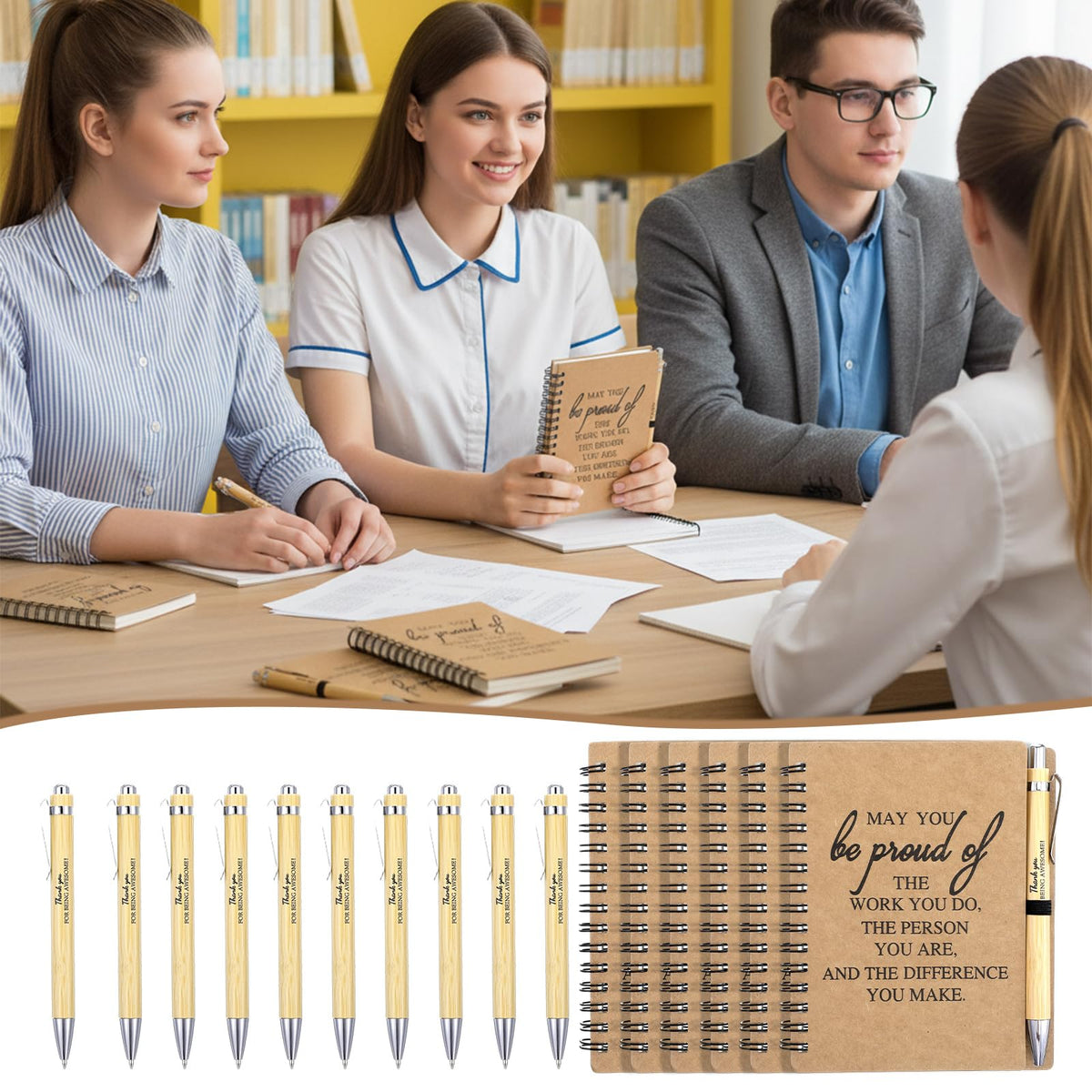 Kegeeei 32 Pcs Employee Appreciation Gifts Bulk - 16 Sets of Inspirational Spiral Notebooks with Motivational Pens, Thank You Gifts for Coworkers, Office Staff, Nurses, Team & Volunteers