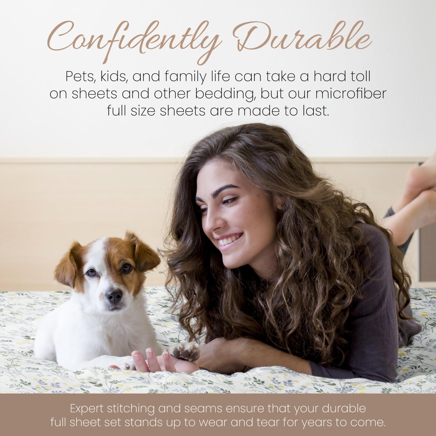 Linen Market Double-Brushed Patterned Microfiber Full Sheet Set 4 Piece – Oeko-TEX Certified Ultra Soft & Wrinkle-Free - 16" Deep Pocket Sheets - Easy Care Full Size - Wildflower Light Blue