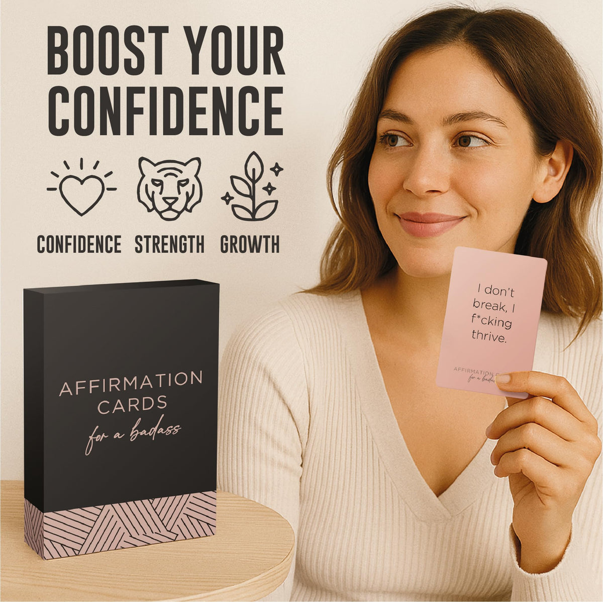 52 Badass Affirmation Cards for Women - Inspirational Gift for Her, Birthday Gifts for Women, Best Friend, Bestie, Self Care - Positive Presents for Confidence, Motivation & Daily Encouragement