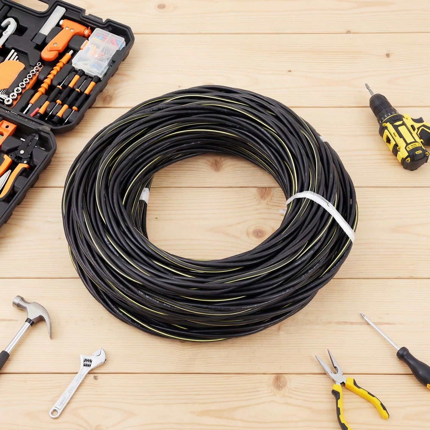 BreezeHug 125Ft 4/0-4/0-2/0 Aluminum URD Direct Burial Cable, 3-Conductor 600V, 19-Strand, XLPE Insulation Service Cable, Direct Burial Wire for Outdoor& Conduit