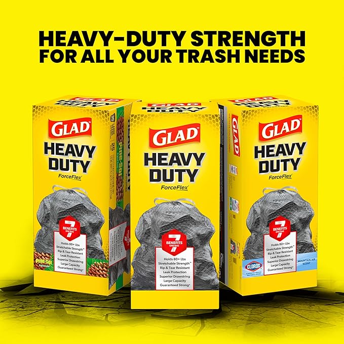 Glad Large 30 Gallon Trash Bags, Unscented Heavy Duty Garbage Bags, Forceflex