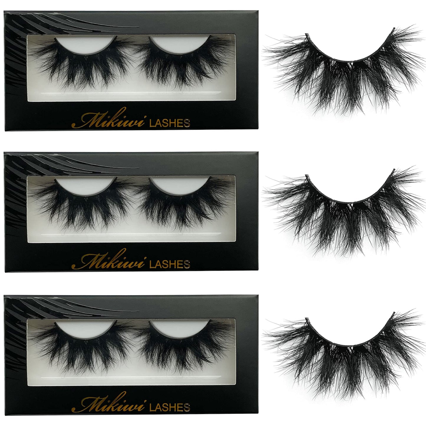 Mink Lashes Mikiwi Eyelashes, 5D Super Fluffy Long Dramatic Eyelashes, Thick HandMade Full Strip Lashes, Cruelty-Free Lash 20-22MM