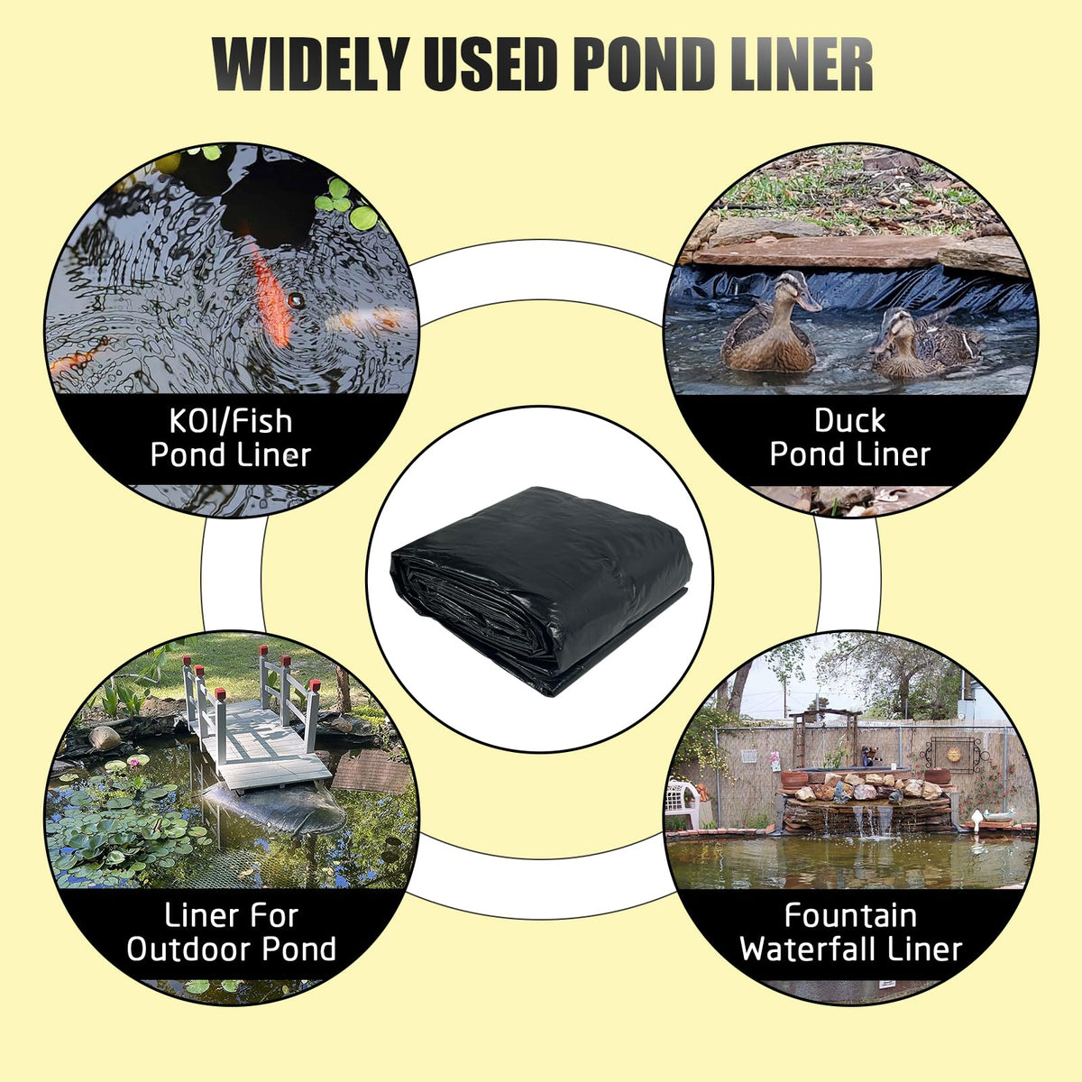 30X30FT Reinforced Large PE Pond Liner, KOI Pond Liners for Outdoor Ponds, Enhanced 5-Layer Structure Pond Liner for Fish, Duck, Garden Raised Bed and Waterscape Pond(0.82oz/sq ft Thickness)
