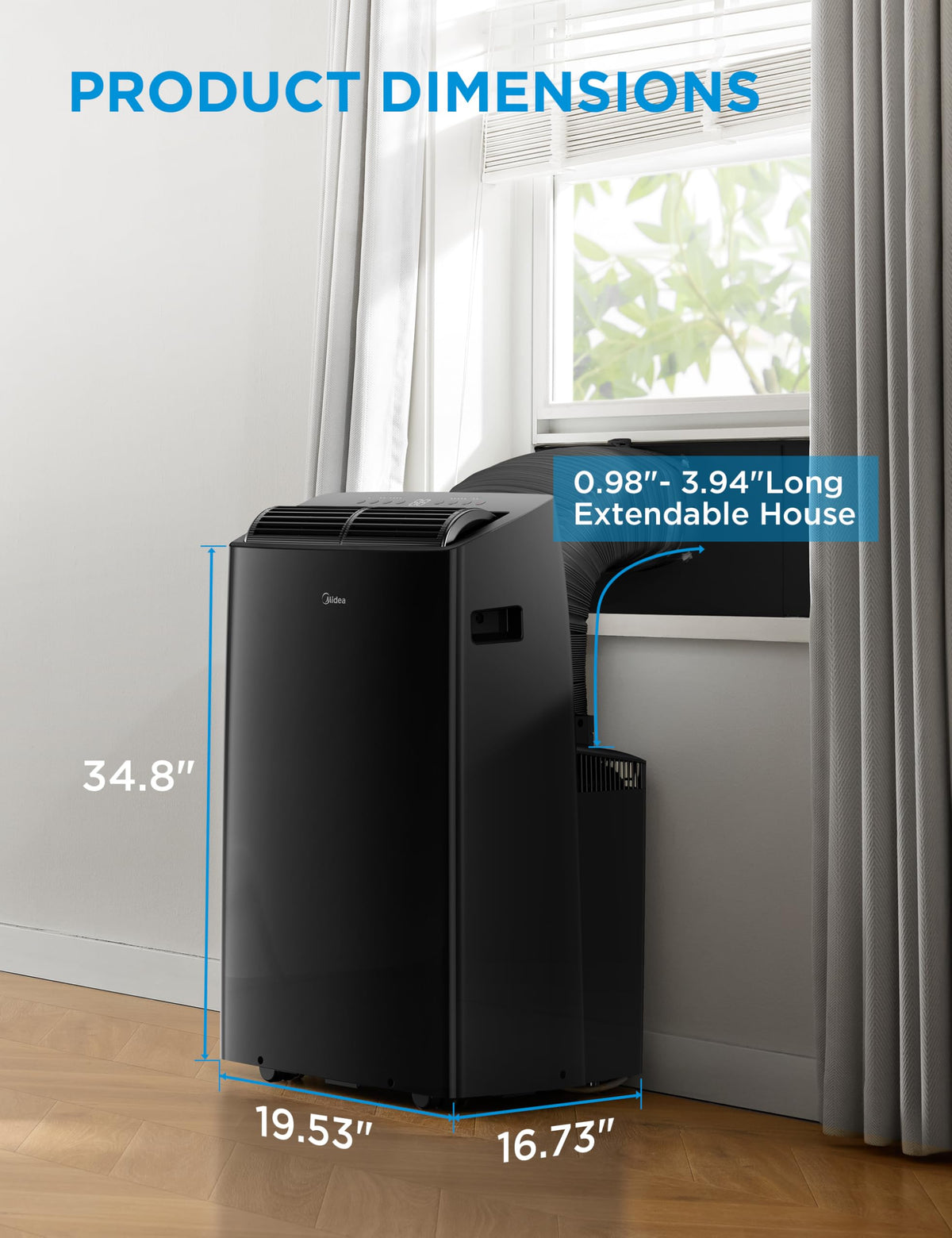 Midea Duo 14,000 BTU (12,000 BTU SACC) High Efficiency Inverter Ultra Quiet Portable Air Conditioner, with Heat up to 550 Sq. Ft., Works with Alexa/Google Assistant, with Remote Control & Window Kit"