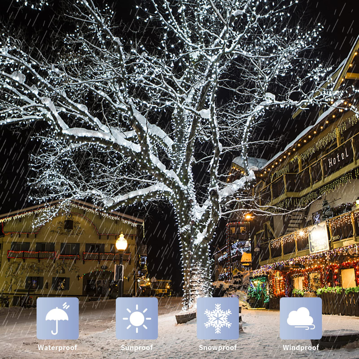 JMEXSUSS 200 LED White Christmas Lights Outdoor, 66ft Connectable Christmas Tree Lights Indoor Green Wire, 8 Modes Waterproof Twinkle String Lights Plug in for Wedding Party Xmas Decorations