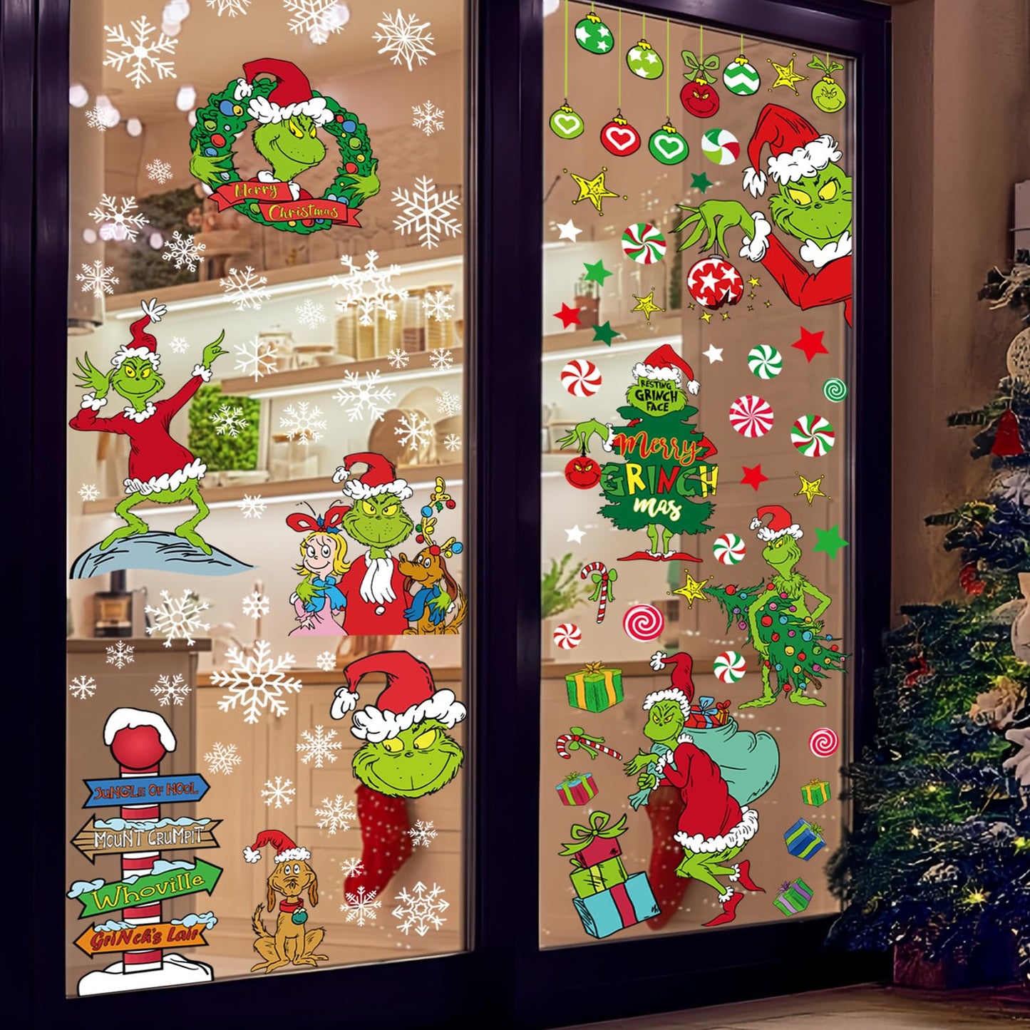 100 PCS Christmas Window Clings – Snowflake Window for Glass Windows, Double-Sided Reusable Static Christmas Decals for Winter Wonderland Decorations (9 Sheets)