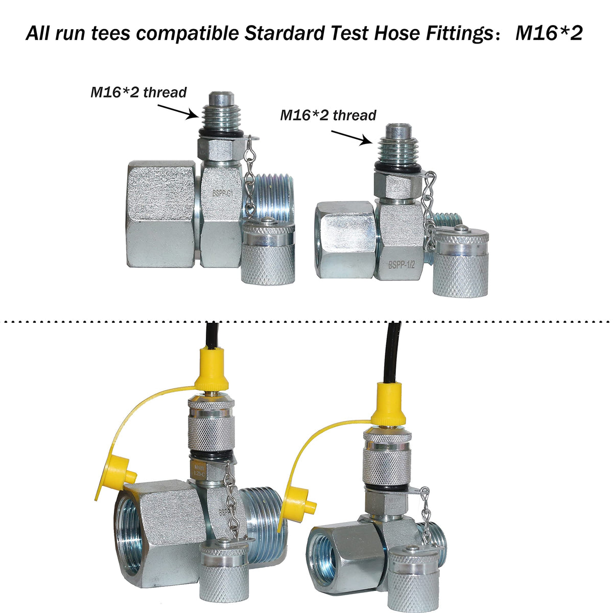 XZT 6 PACK ORFS Hydraulic Swivel Run tees,hydrulic tee connector,Tester Coupling set for hydraulic system, Excavator Construction Machinery