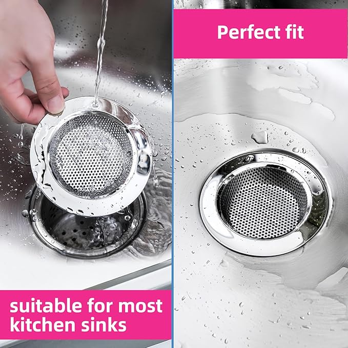2 Packs Sink Strainer for Most Kitchen Sink Drain Basket, Upgraded Double-Layer