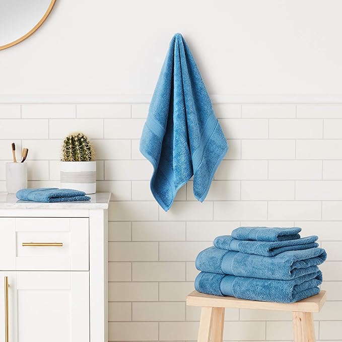 SUPERIOR Solid Egyptian Cotton Towel Set, Washcloths 13” x 13”, Hand Towels 20”
