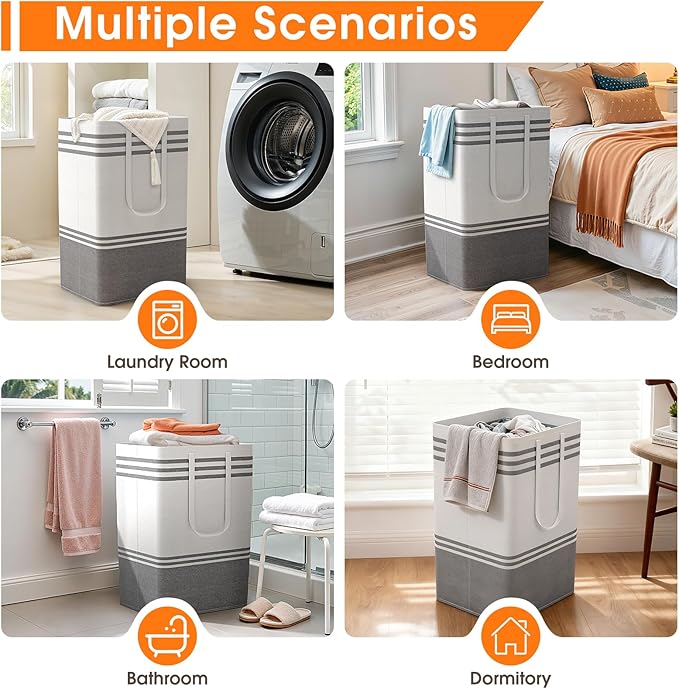 3 Pack Large Laundry Baskets, Laundry Hampers, Freestanding Waterproof