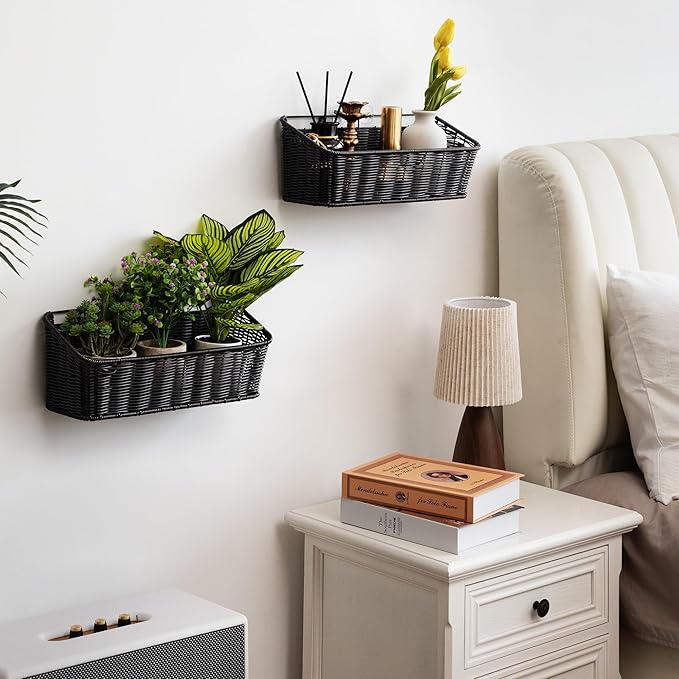 GRANNY SAYS Wicker Hanging Basket, 2 Pack Wall Basket