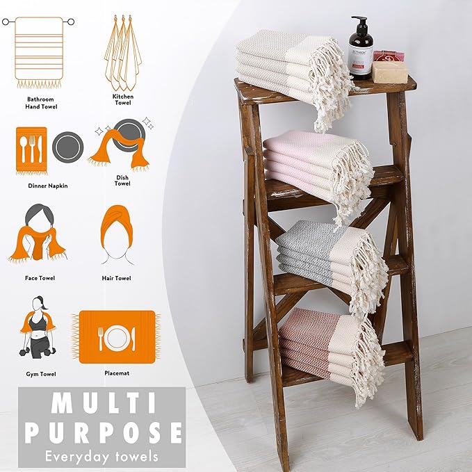 Evelynen Turkish Hand Towels for Bathroom & Kitchen Towels Decorative Set of 2