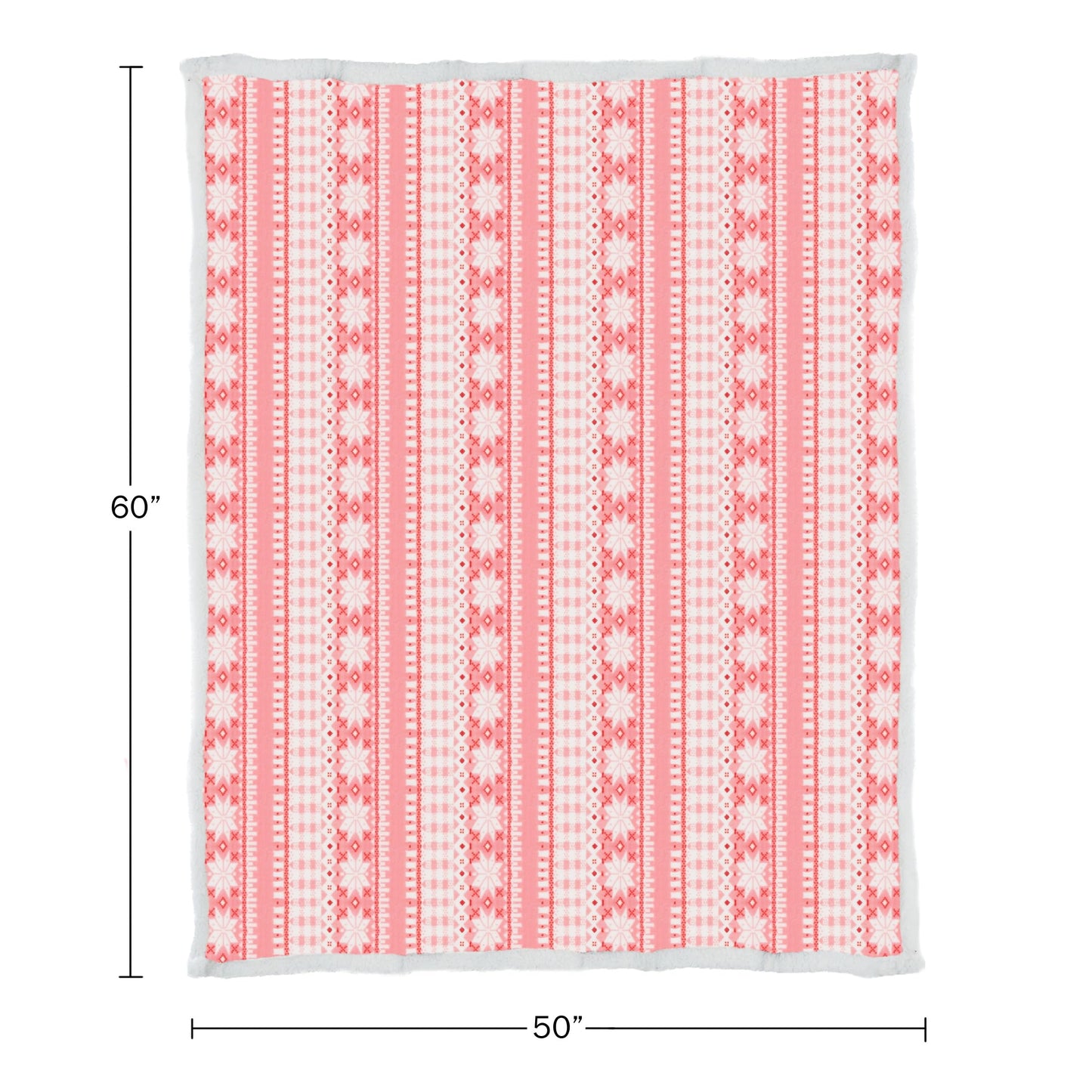 Lavish Home Reversible Fleece Blanket - 50x60-Inch Machine-Washable Sherpa Throw with Snowflakes - Cozy Blanket for Couch, Chair, or Bed (Pink)