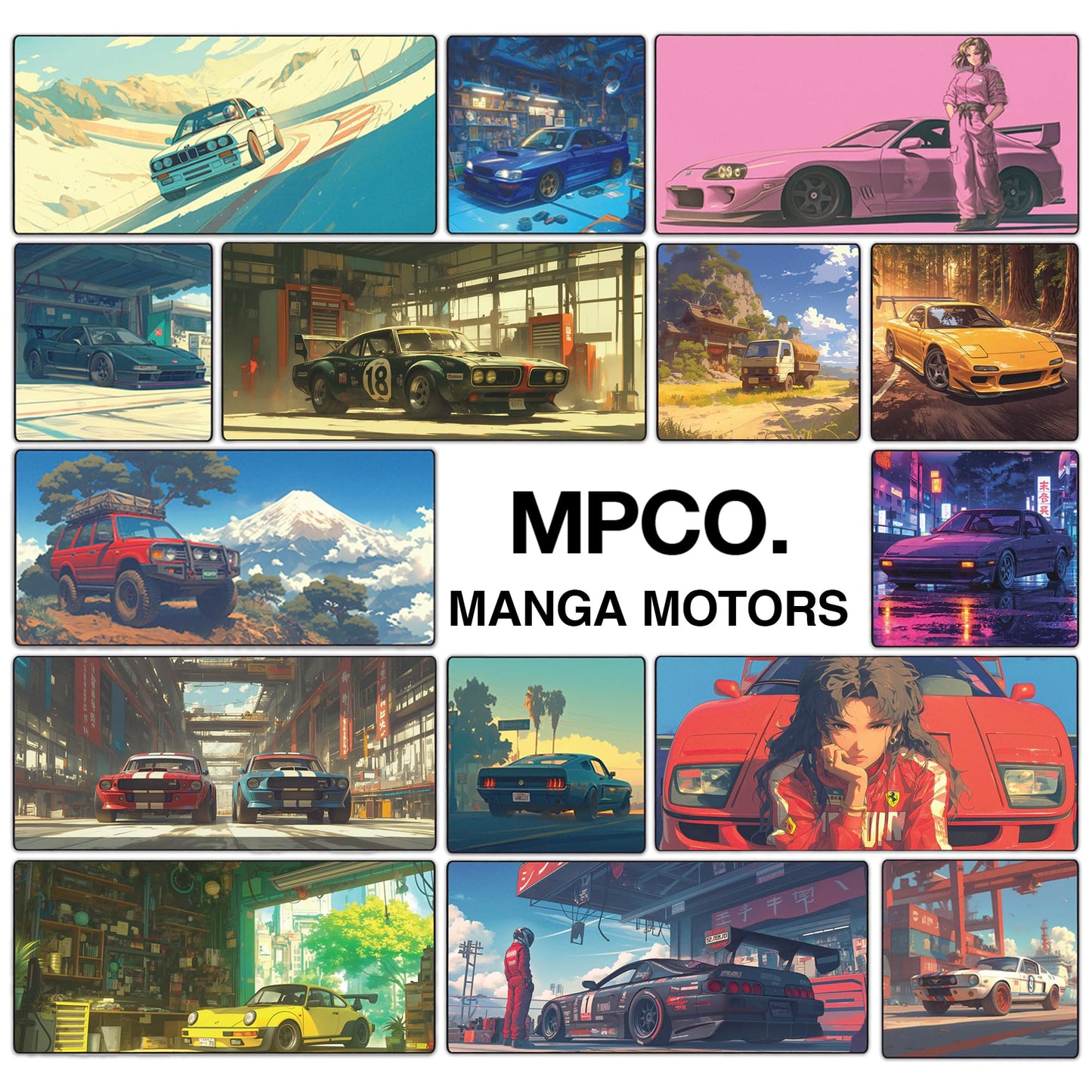 MPCO. Original Large Gaming Desk Mat – 36" x 17" Aeroglyde Manga Motors Miros-Honda Full Desk Mouse Pad for Smooth Precision – Non-Slip, Washable Extra-Large PC Mouse Pad for Gaming Sessions