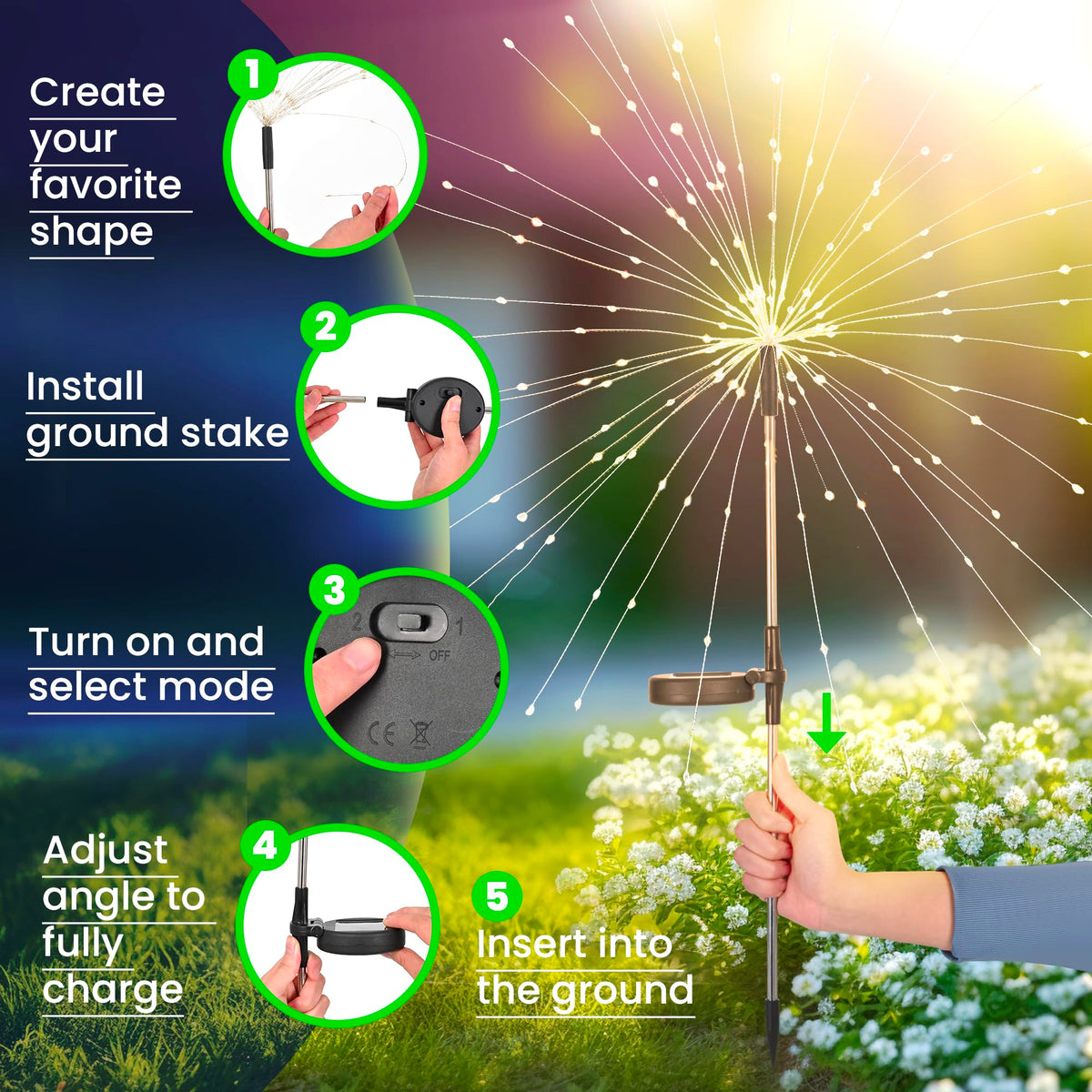 GIGALUMI Garden Outdoor Decor Lights 120LED 4Pack, Solar Garden Lights for Yard Outside Fairy Decorative,Solar Powered for Yard Pathway Flowerbed Planter Balcony Patio Decor(Green)