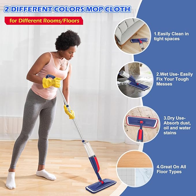 Spray Mops for Floor Cleaning: MEXERRIS Wet Dust Mops