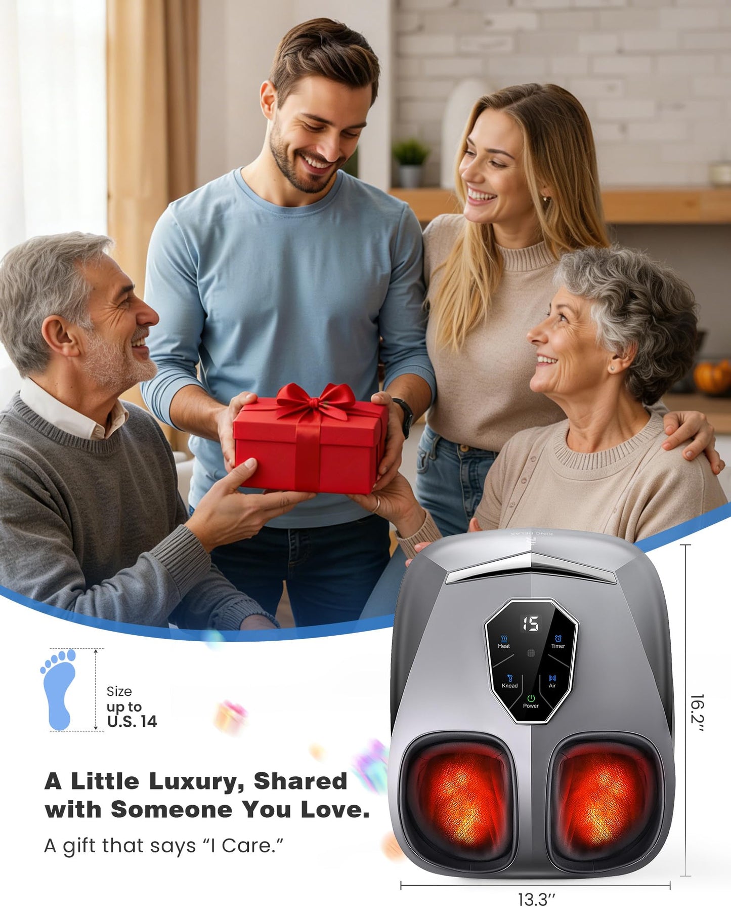KING RELAX Shiatsu Foot Massager with Heat, 2026 Upgraded Deep Kneading & Squeeze Massage for Plantar Fasciitis, Modern Sculpted Design, Fits Up to Size 14, FSA Eligible HSA Store, Fathers Day Gift