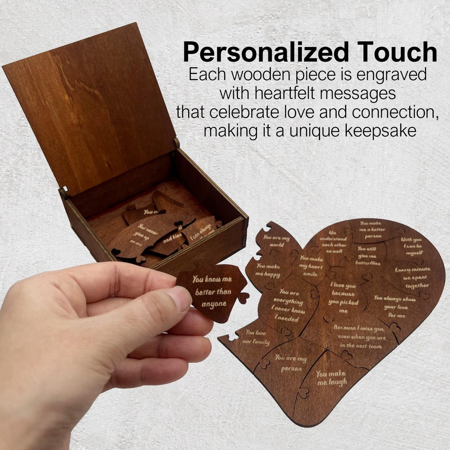 Valentine Gifts for Him or Her,20 Reasons Why I Love You Heart Wooden Puzzle Box,Valentine's,Anniversary Wedding Gifts for Boyfriend,Girlfriend,Husband,Wife