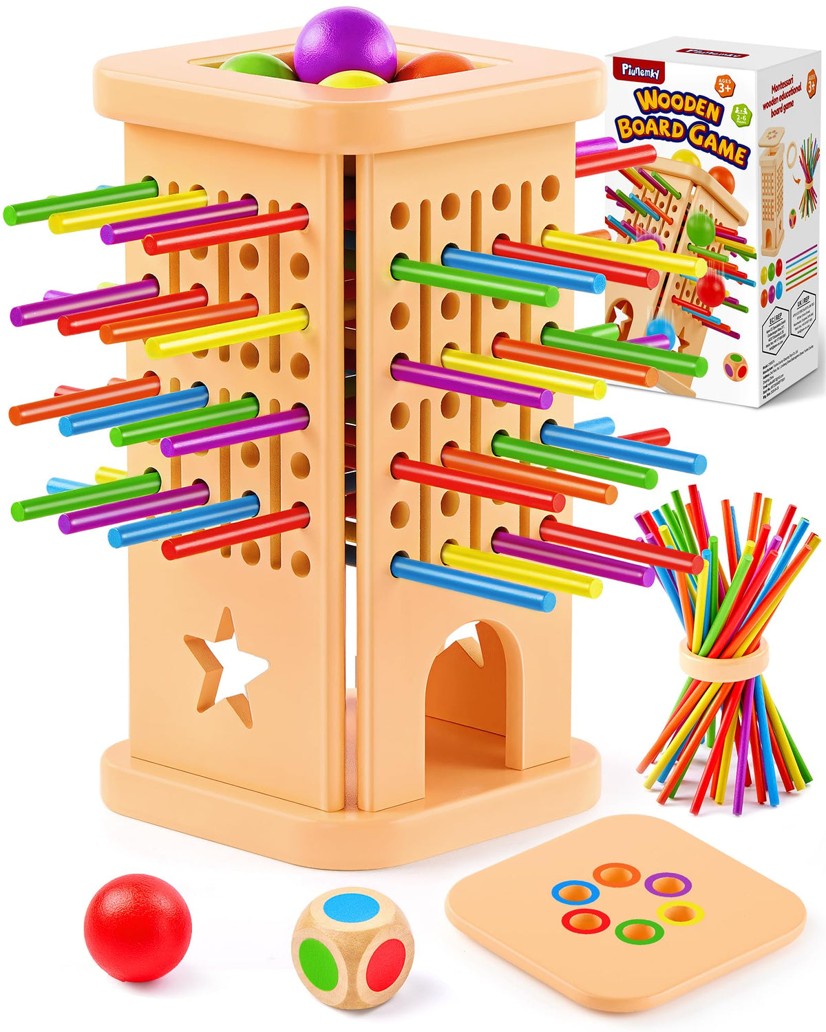 Montessori Wooden Board Game for Kids 3–8, Color Matching Fine Motor Toy