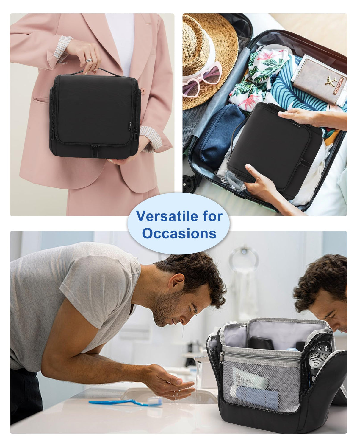 Relavel Hanging Toiletry Bag for Men and Women, Travel Toiletries Bag Water-resistant Large Makeup Cosmetic Organizer Storage, Shaving Dopp Kit Shower Bathroom Hygiene Bags, Carry-on Travel Essentials