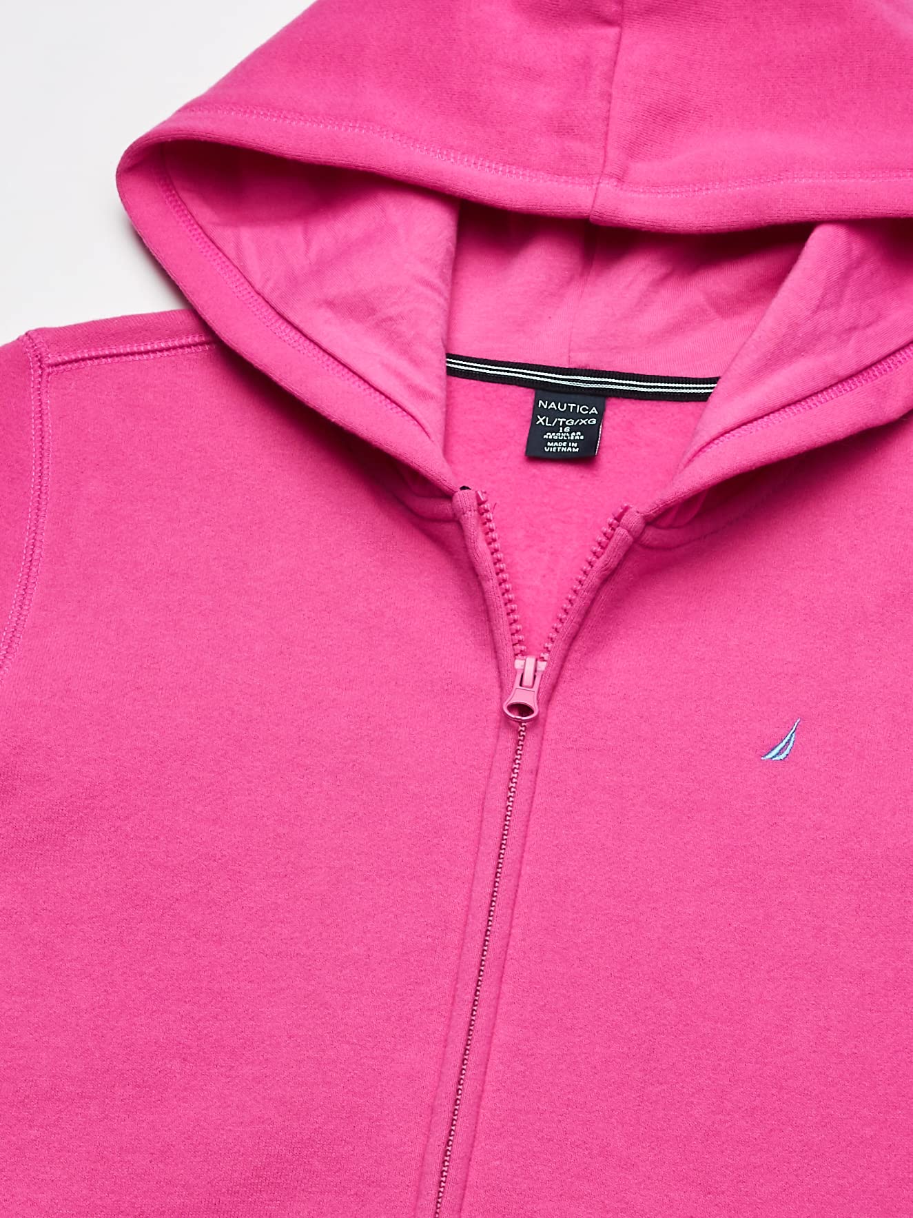 Nautica Girls' Big Fleece Full-Zip Hoodie Sweatshirt, Rose, 16