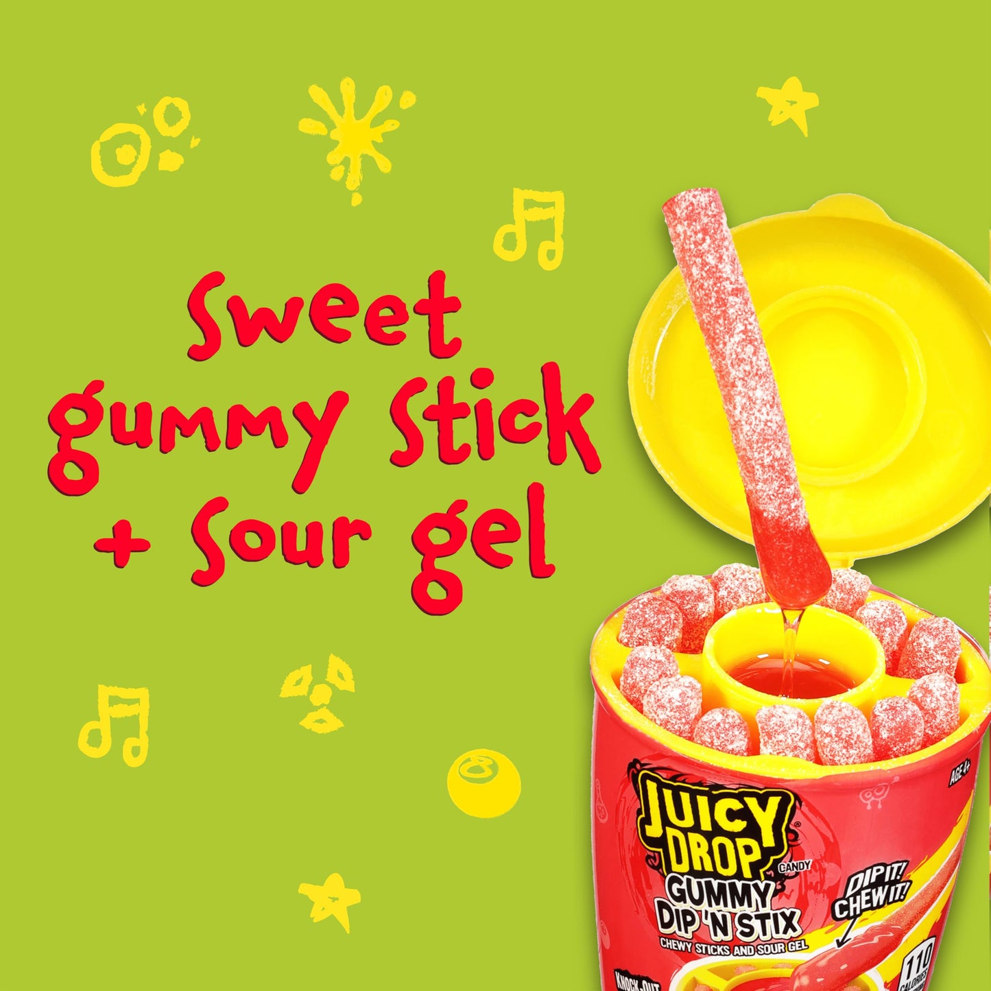 Juicy Drop Gummy Dip 'N Stix - 8 Ct Sweet Gummy Candy & Sour Candy Variety Pack - Assorted Bulk Candy Sticks for Kids Party Favors, Goodie Bag Stuffers & Sweet Treats For Kids
