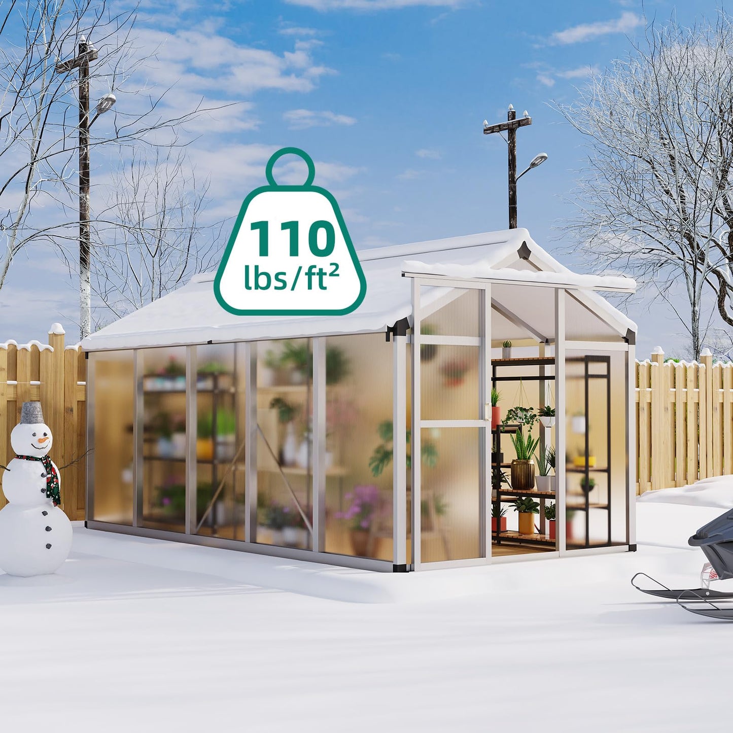 6x10 FT Greenhouse for Outdoors, Large Aluminum Greenhouses with Adjustable Roof Vent, Heavy Duty Greenhouse with Ground Nails, Walk-in Green Houses for Outside Garden, Backyard, Patio