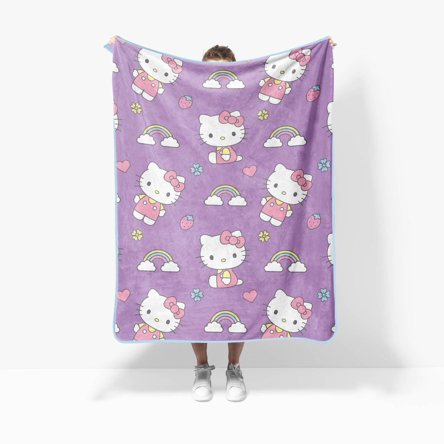 Jay Franco Plush Throw Blanket – Soft & Cozy Fleece Throw for Bedroom & Couch Décor, Official Licensed Product, Purple - Hello Kitty, 40x50 - Travel Blanket