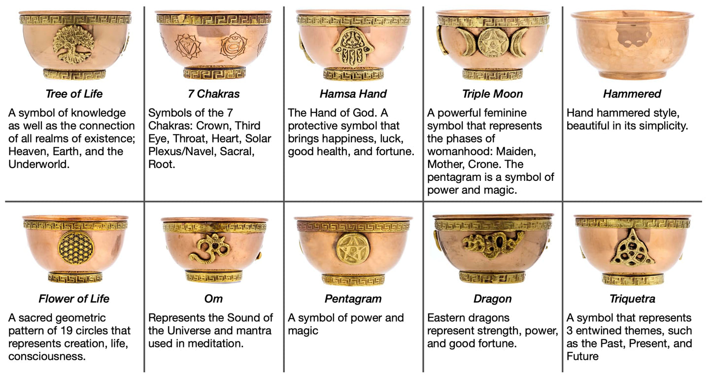 Flower of Life Copper Bowl - Offering Bowl for Ritual Use, Altar Table, Incense Holder, Home Decor - 3 Inches Wide