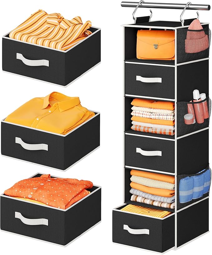 Pipishell Hanging Closet Organizer 6-Shelf, Hanging Shelves