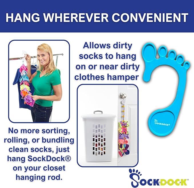 Sock Laundry Solution for Washing Drying & Storing Socks in Pairs, Clip & Hold