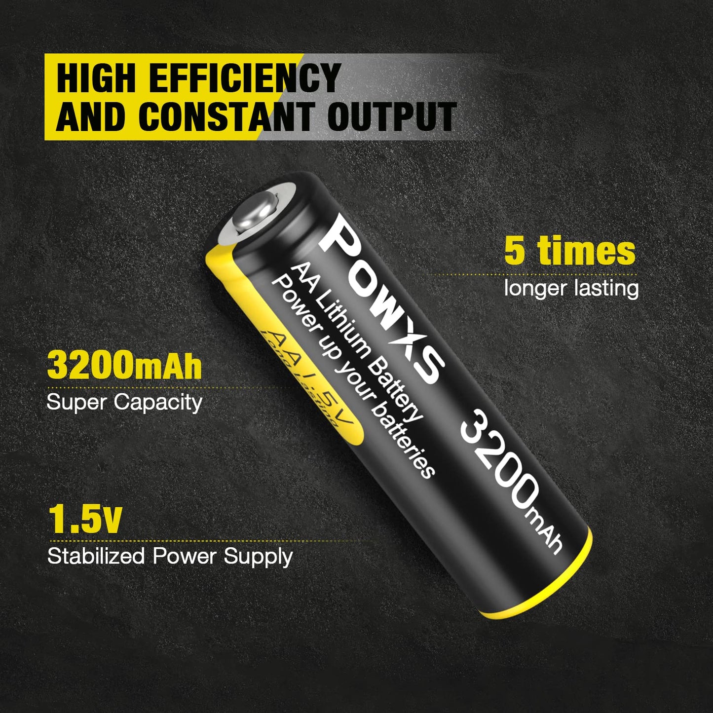 POWXS AA Lithium Batteries, 8Pack 1.5V Lithium Iron Double A Batteries 3200mAh Super Capacity for Blink Camera, Video Doorbell, Flashlight, Toys, Remote Control 【Non-Rechargeable】