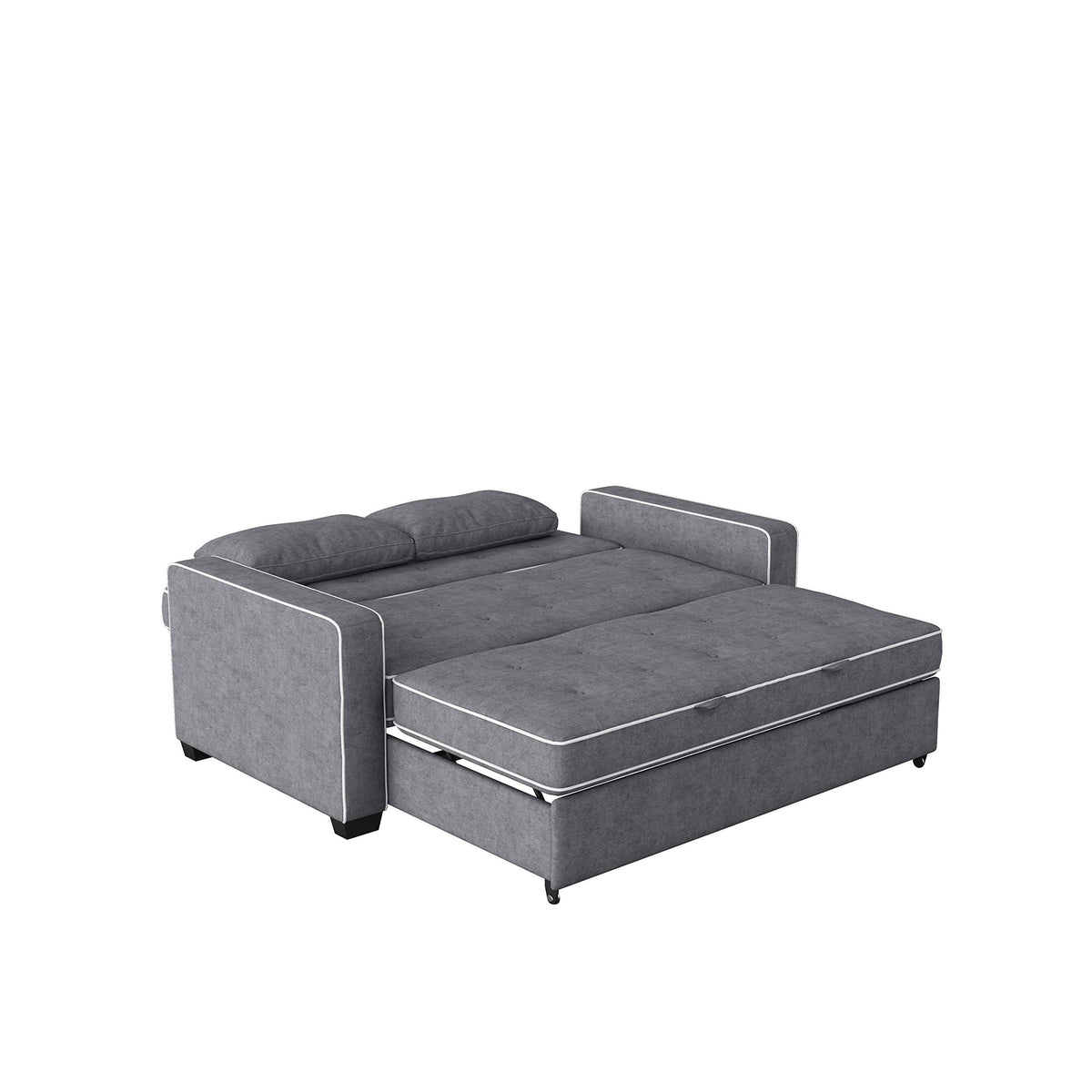 Serta Ainsley 66.5" Convertible Sleeper Loveseat, Full Size, Dreamcoil Comfort, Soft Woven Fabric, Charcoal