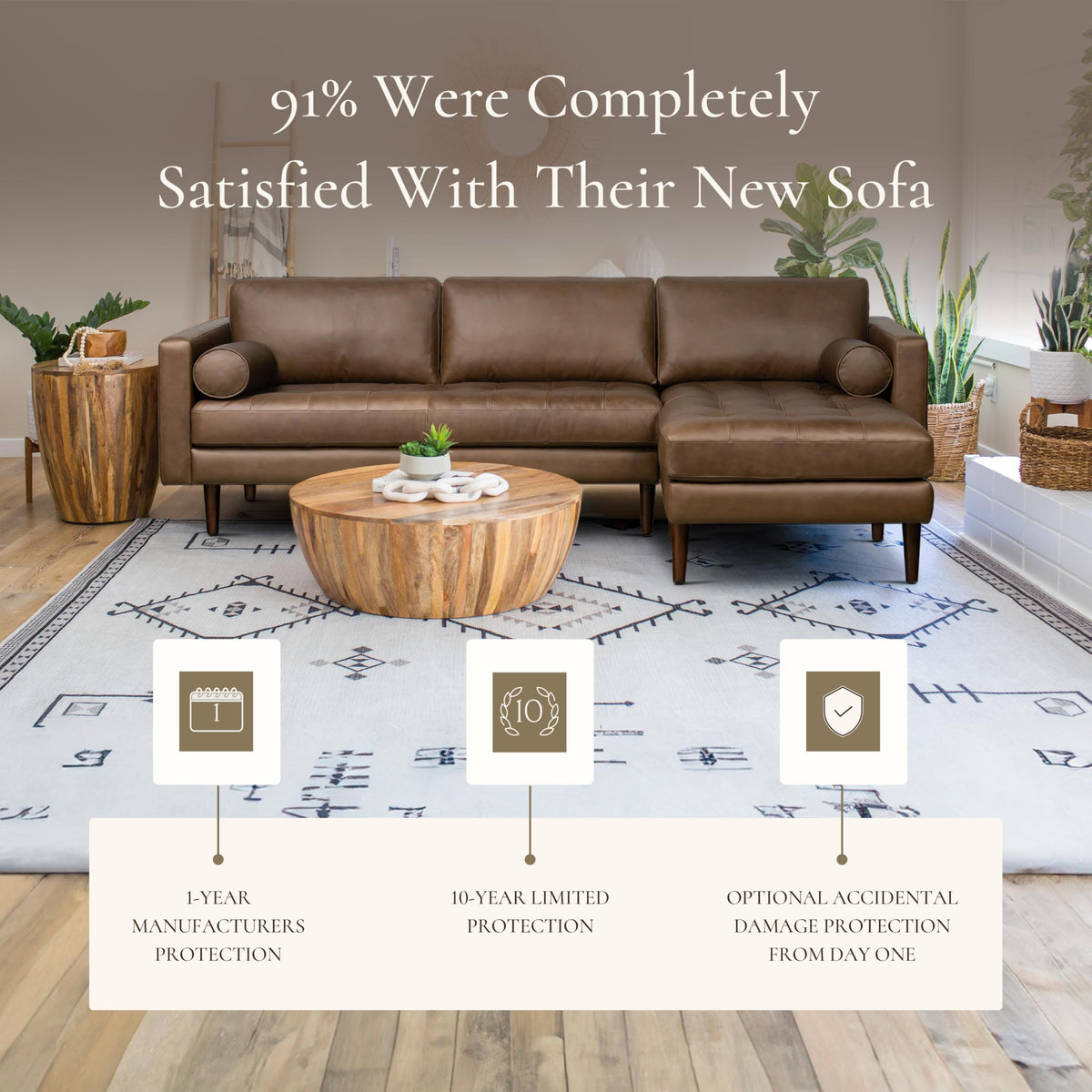 Poly & BARK Napa Right-Facing Sectional Sofa in Cocoa Brown