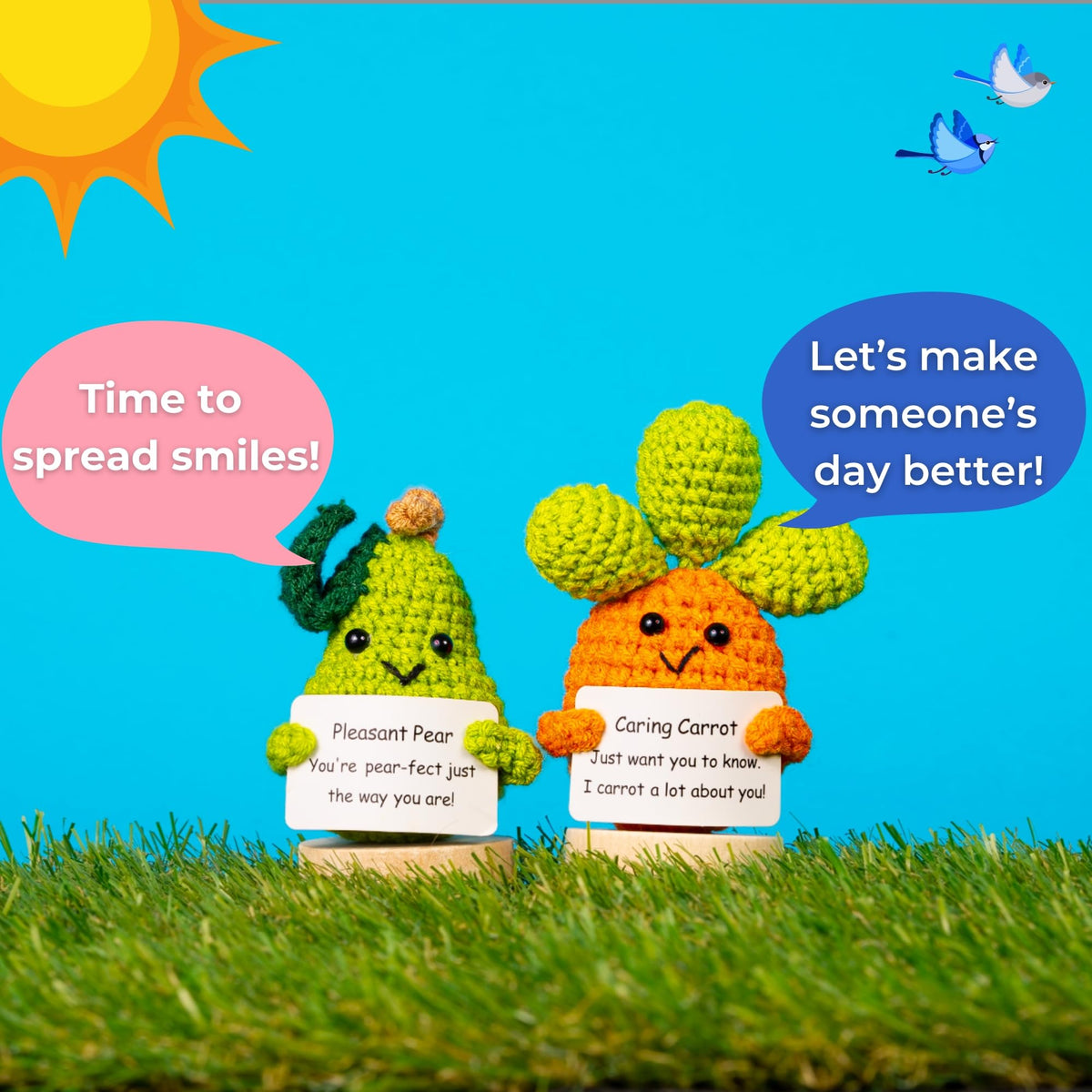 Cheerspace Cheerpal Veggies — Crochet Veggie Pack w/Stand (9 pc) Handmade Crochet Figurines Decor - Desk, Office, Coworker, Friend | Gifts for Women, Teen Girls, Mom, Girlfriend